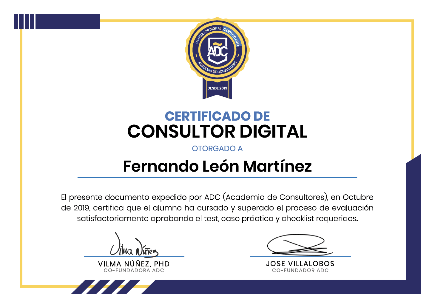 Certificado Consultor Digital Fernando León