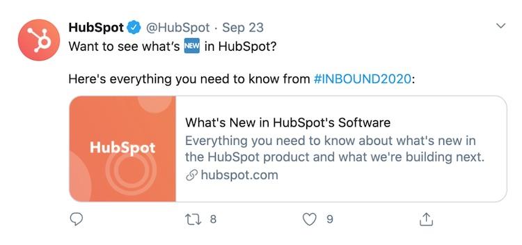 Publicación en Twitter de Hubspot